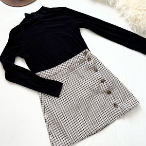 Plaid Button Up Mini Skirt